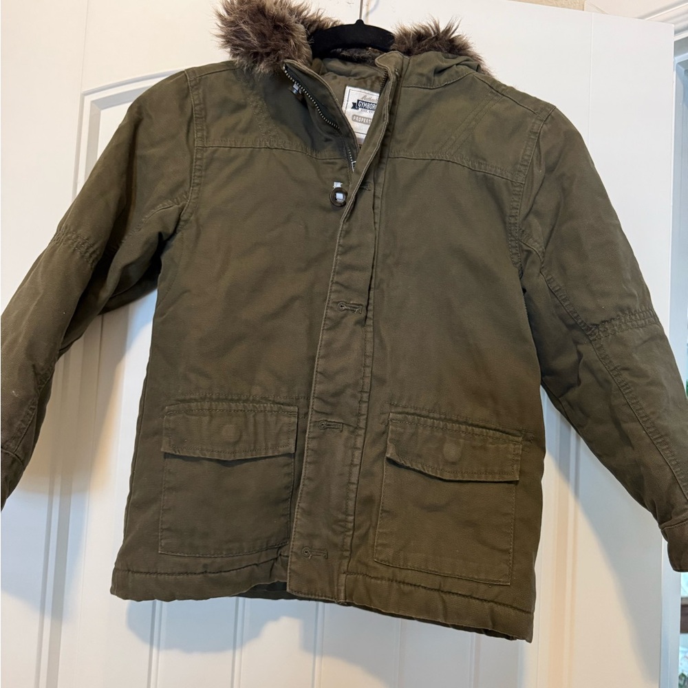 Kids Olive Green Parka Coat